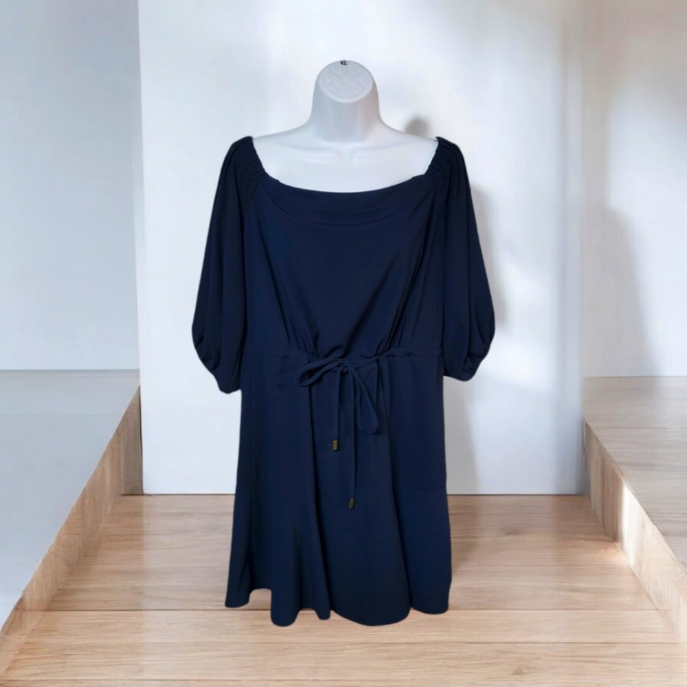 Rodeo Show Navy Elegant Off the Shoulder Flowy Dress Chic Party occasion size 8